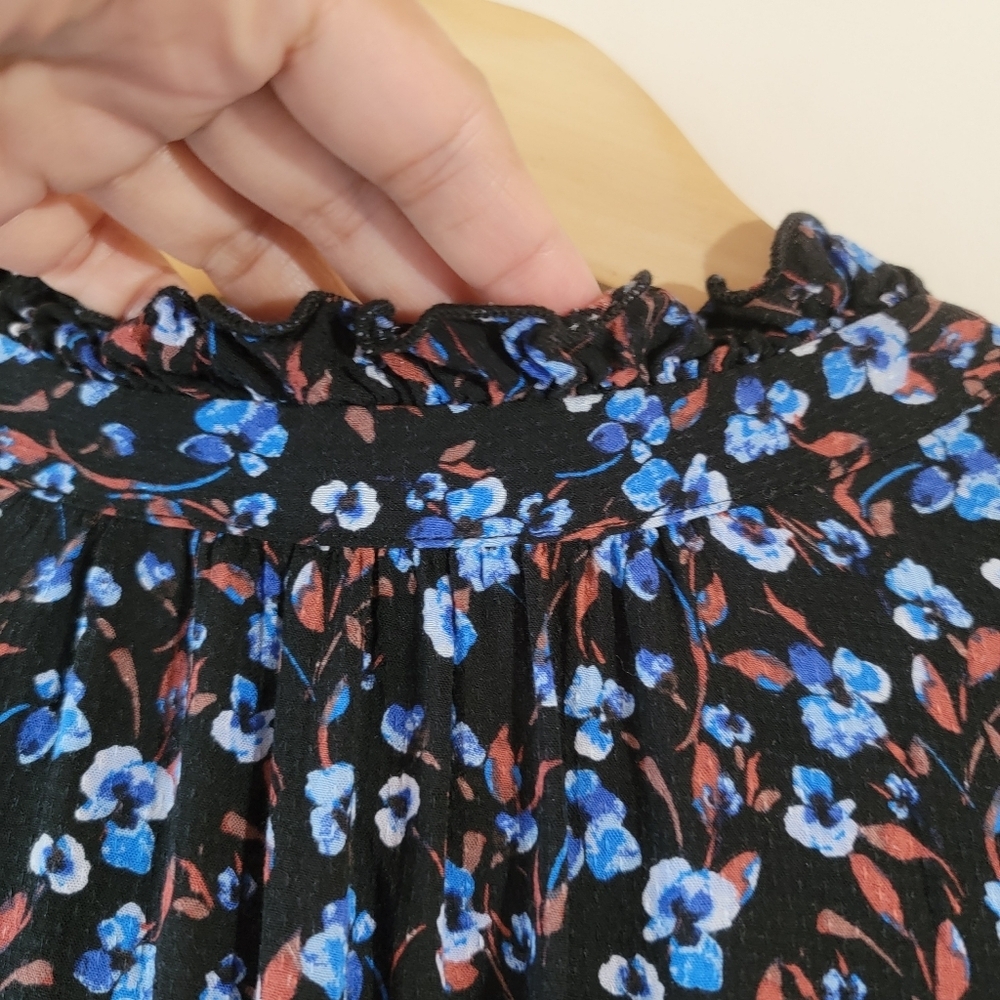 Terra Sky Women's Plus Size Peasant Dress 2X Blue Floral Long Sleeve Pocket Fall - Picture 10 of 13